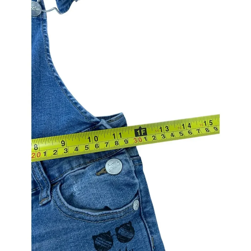 Justice Cuffed Slim Fit Bib Overalls Girls Size 6 Blue Denim Medium Wash